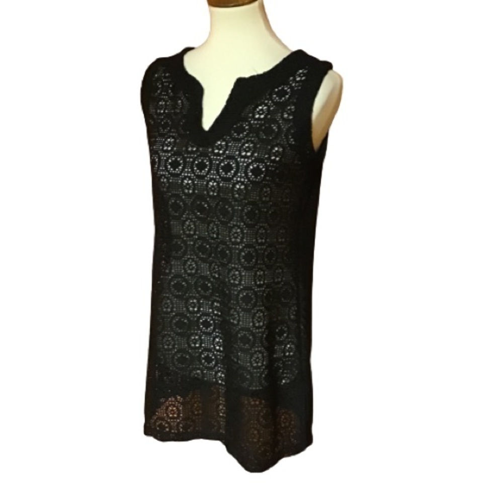 Black lace islander swim cover up